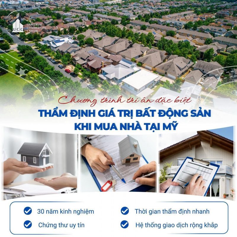 CHƯƠNG TRÌNH TRI ÂN KHÁCH HÀNG - UCC DÀNH TẶNG 1 SUẤT ƯU ĐÃI THẨM ĐỊNH BẤT ĐỘNG SẢN TẠI TEXAS, MỸ